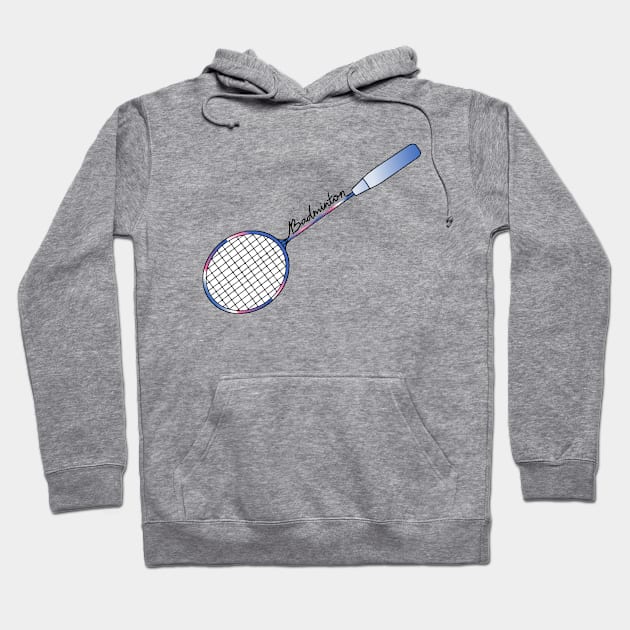 Badminton Racket Lover National Badminton Player (Blue and Pink Gradient) Hoodie by Mochabonk